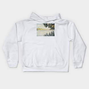 View of the Seine at Herblay by Paul Signac Kids Hoodie